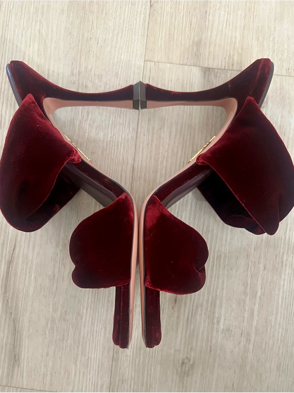 Aquazzura Twist 75 Velvet 2-Band Slide 3.7” Heels Merlot Size 41/11 Exc cond - Picture 10 of 13